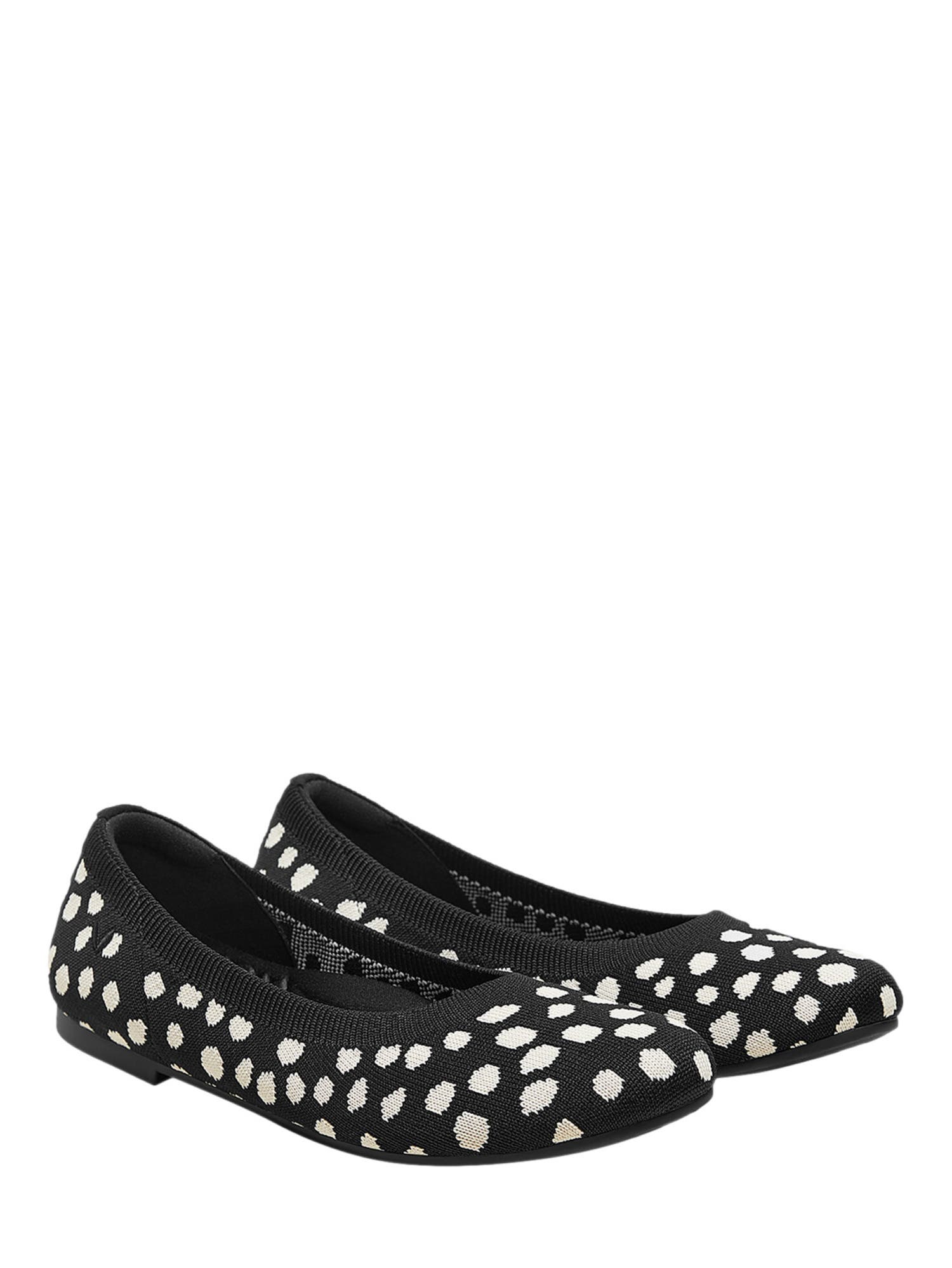 Claire Round-Toe Flats, Main, color, Black Ivory Dots