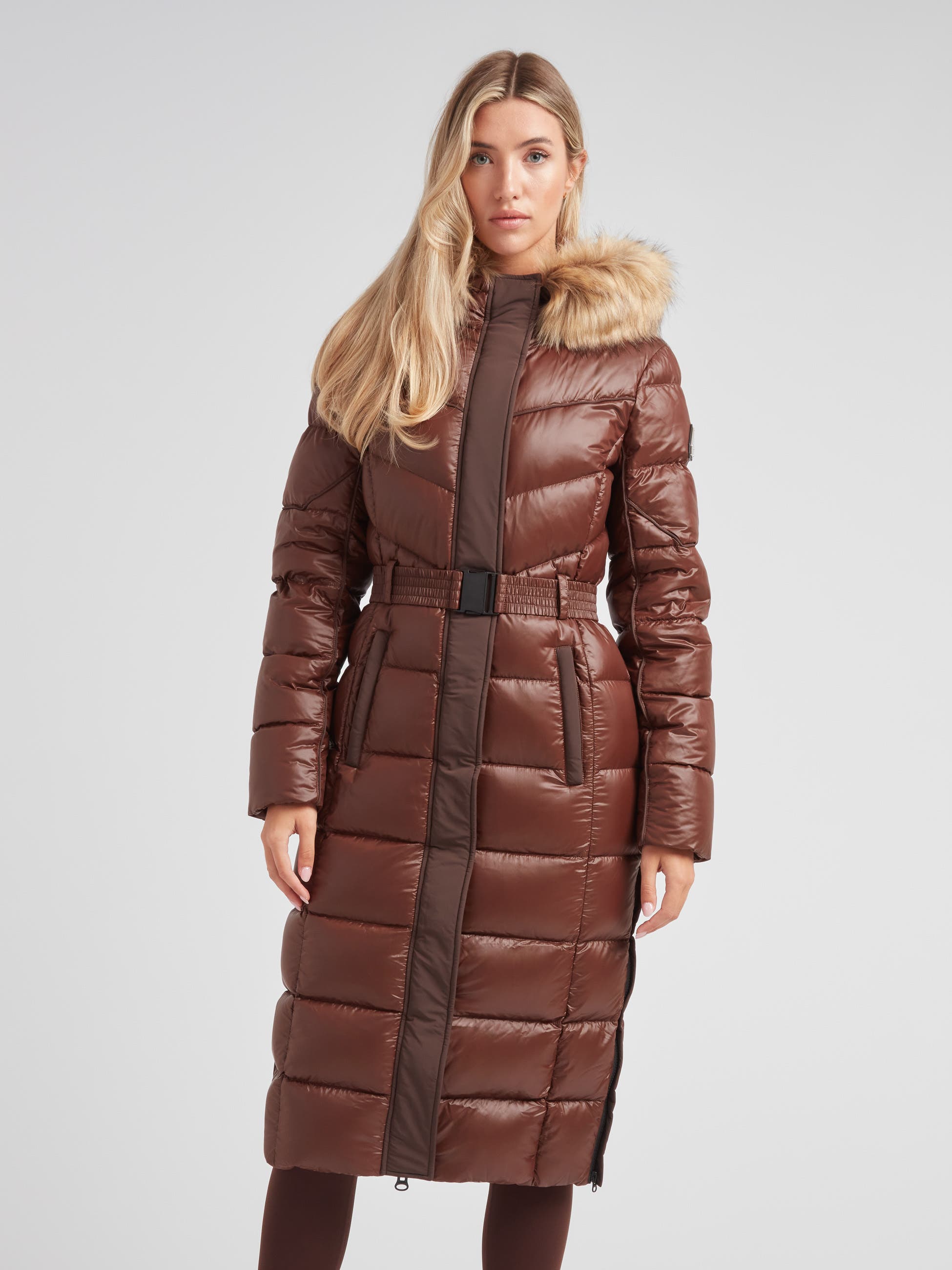 Diamond Belted Extra Long Down Coat - image 3