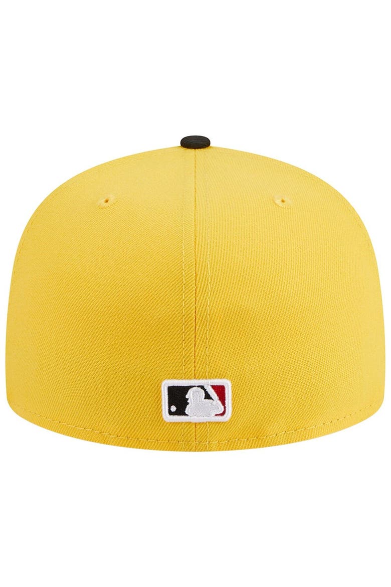 Men's New Era Yellow/Black Los Angeles Angels Grilled 59FIFTY Fitted Hat, Alternate, color, Yellow