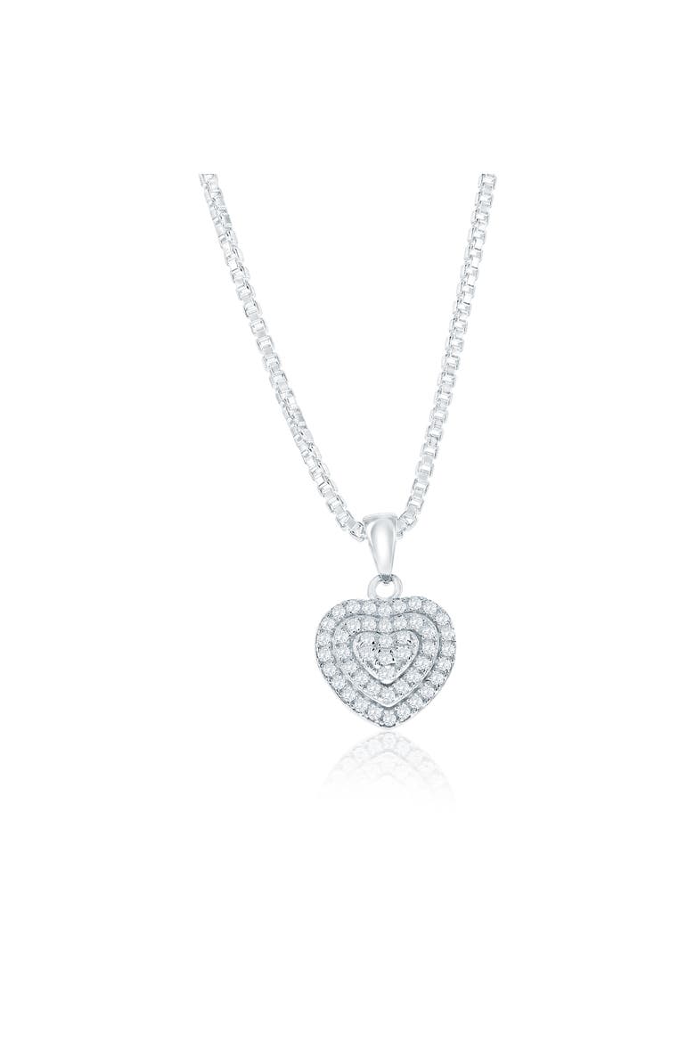 Layered Heart Necklace, Main, color, Silver