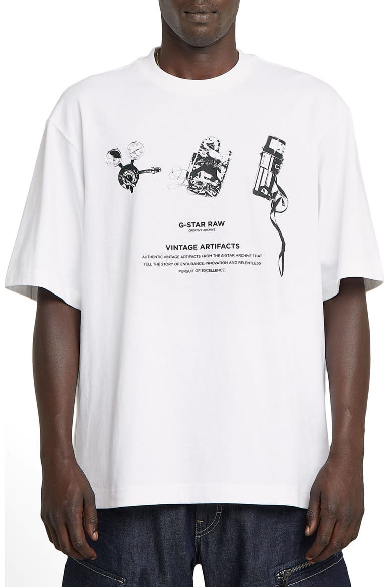 Archive Boxy Organic Cotton Graphic T-Shirt, Main, color, WHITE