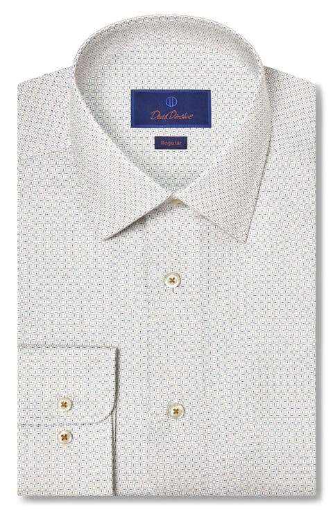 Regular Fit Geometric Cotton Dress Shirt