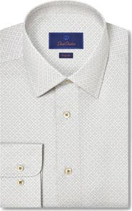 David Donahue Regular Fit Geometric Cotton Dress Shirt