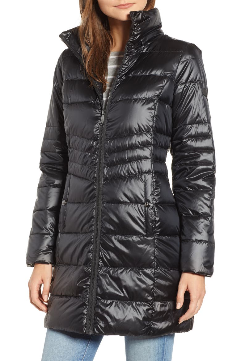 Hooded Down Coat, Alternate, color, BLACK