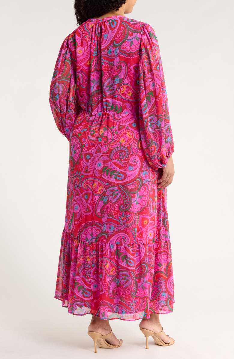 SUGARLIPS Anais Paisley Long Sleeve Georgette Midi Dress, Alternate, color, Fuchsia-Multi