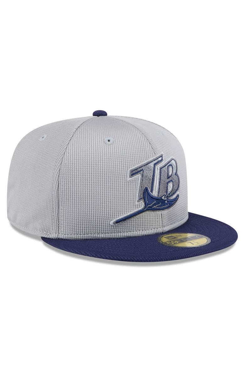 New Era Men's New Era Gray/Navy Tampa Bay Rays 2025 Batting Practice 59FIFTY Fitted Hat, Alternate, color, Gray