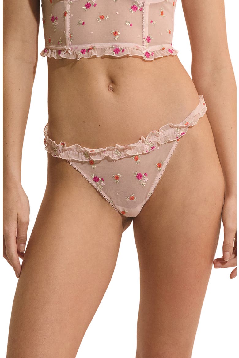 Freesia Ruffle Thong, Main, color, IMP FOND ROSE