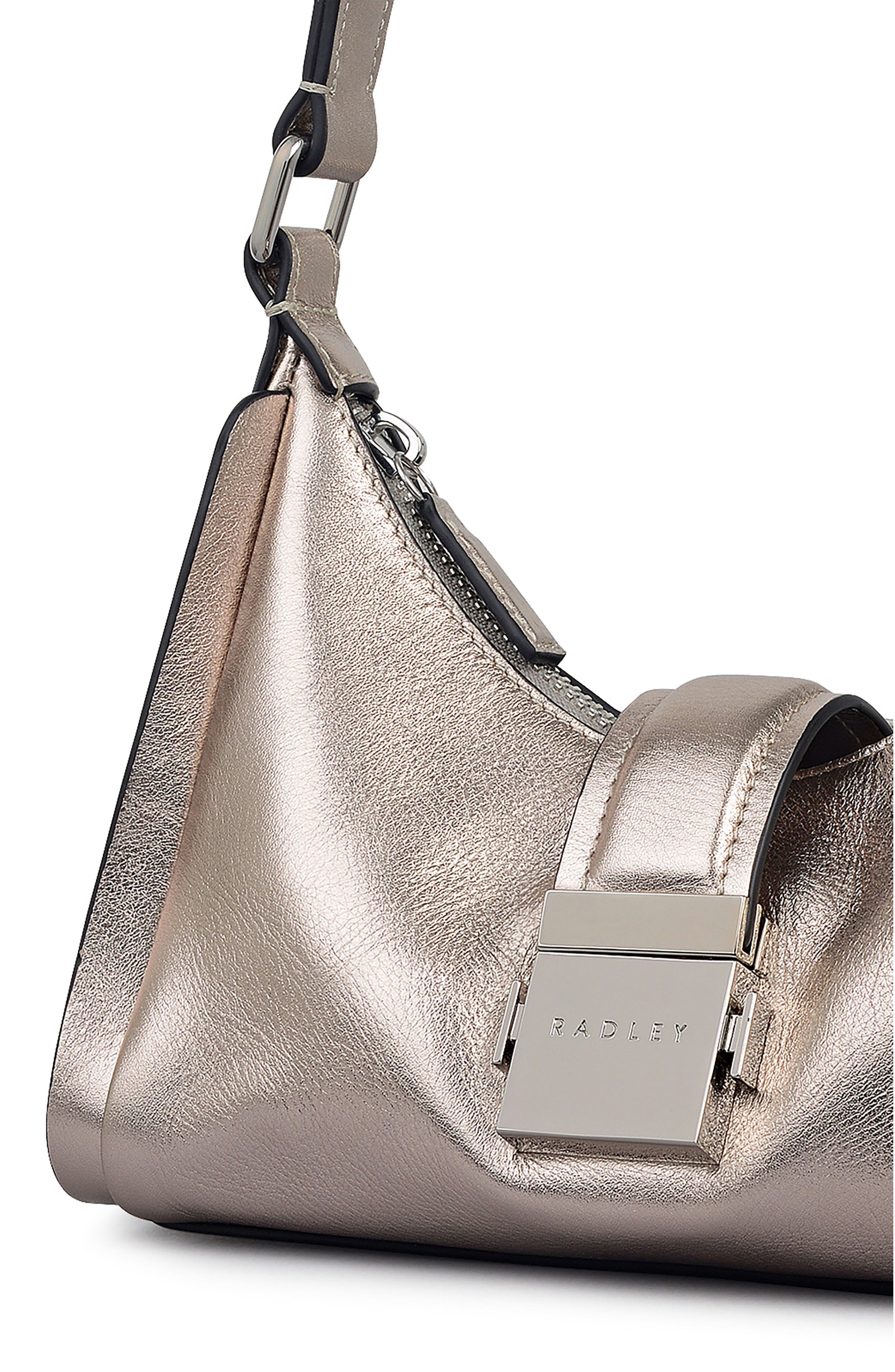 Radley Sloane Metallic Leather Shoulder Bag, Alternate, color, Pyrite