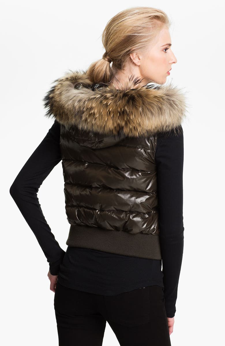Moncler 'Genet' Genuine Coyote Fur Trim Down Vest, Alternate, color,