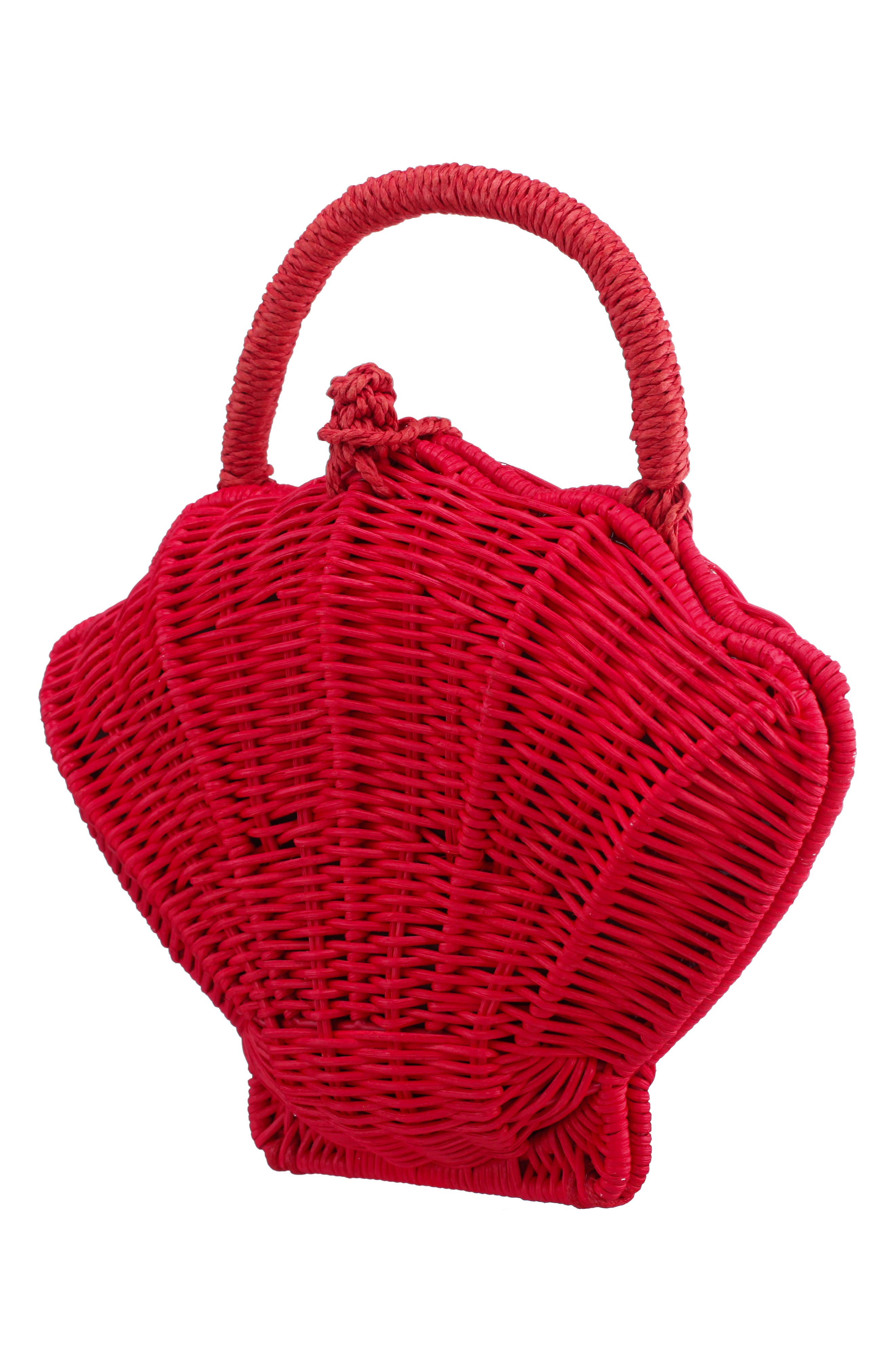 Nina Shelly Rattan Top Handle Bag, Alternate, color, Red