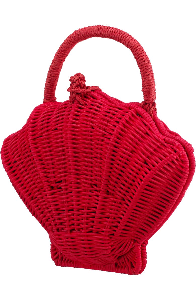 Nina Shelly Rattan Top Handle Bag, Alternate, color, Red