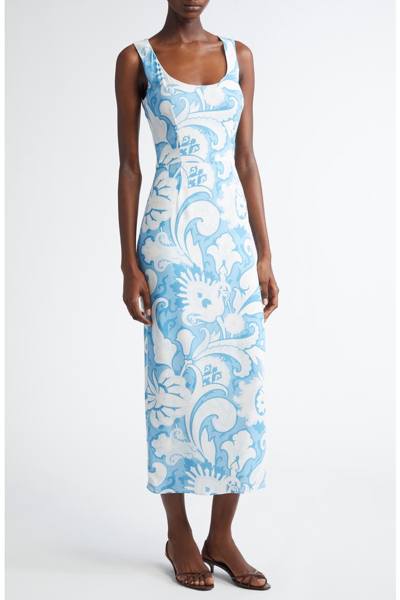Paisley Midi Sheath Dress, Main, color, STAMPA BIANCO