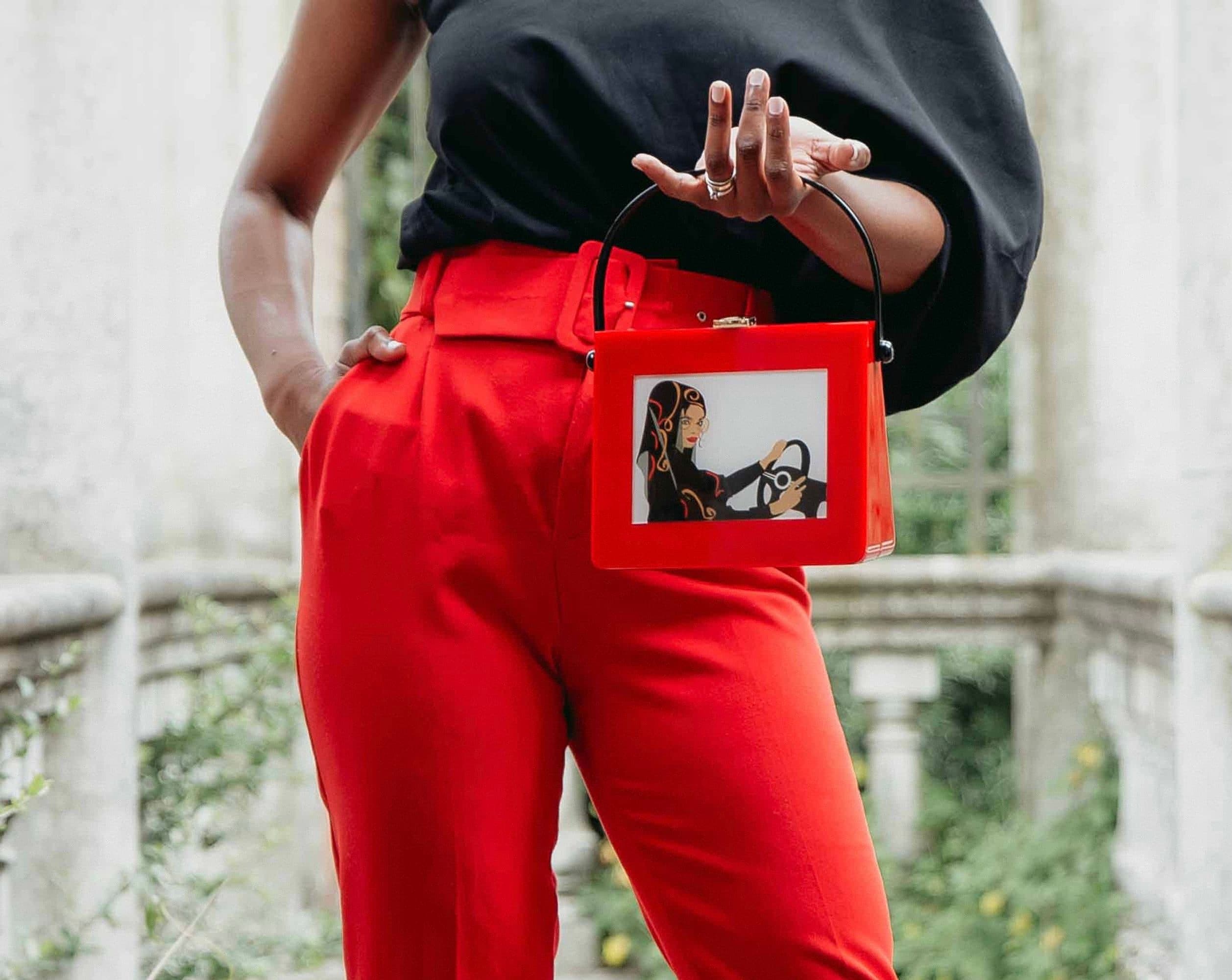 Jamilah Acrylic Top Handle Bag, Alternate, color, Red