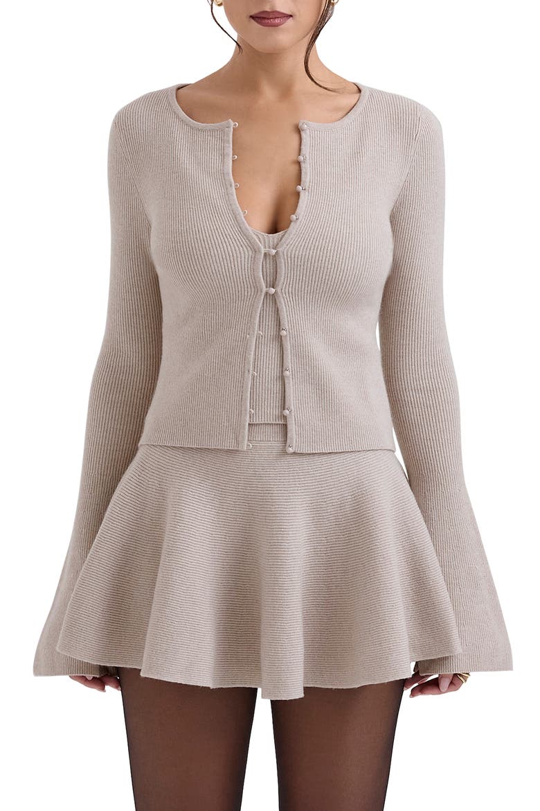 Aster Flared Cuff Cardigan, Main, color, GREY MARL