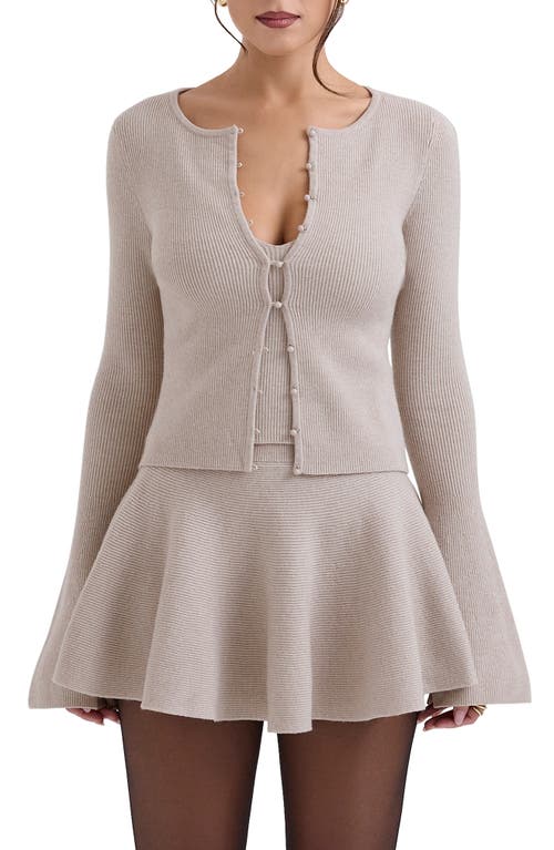 House Of Cb Aster Flared Cuff Cardigan In Grey Marl