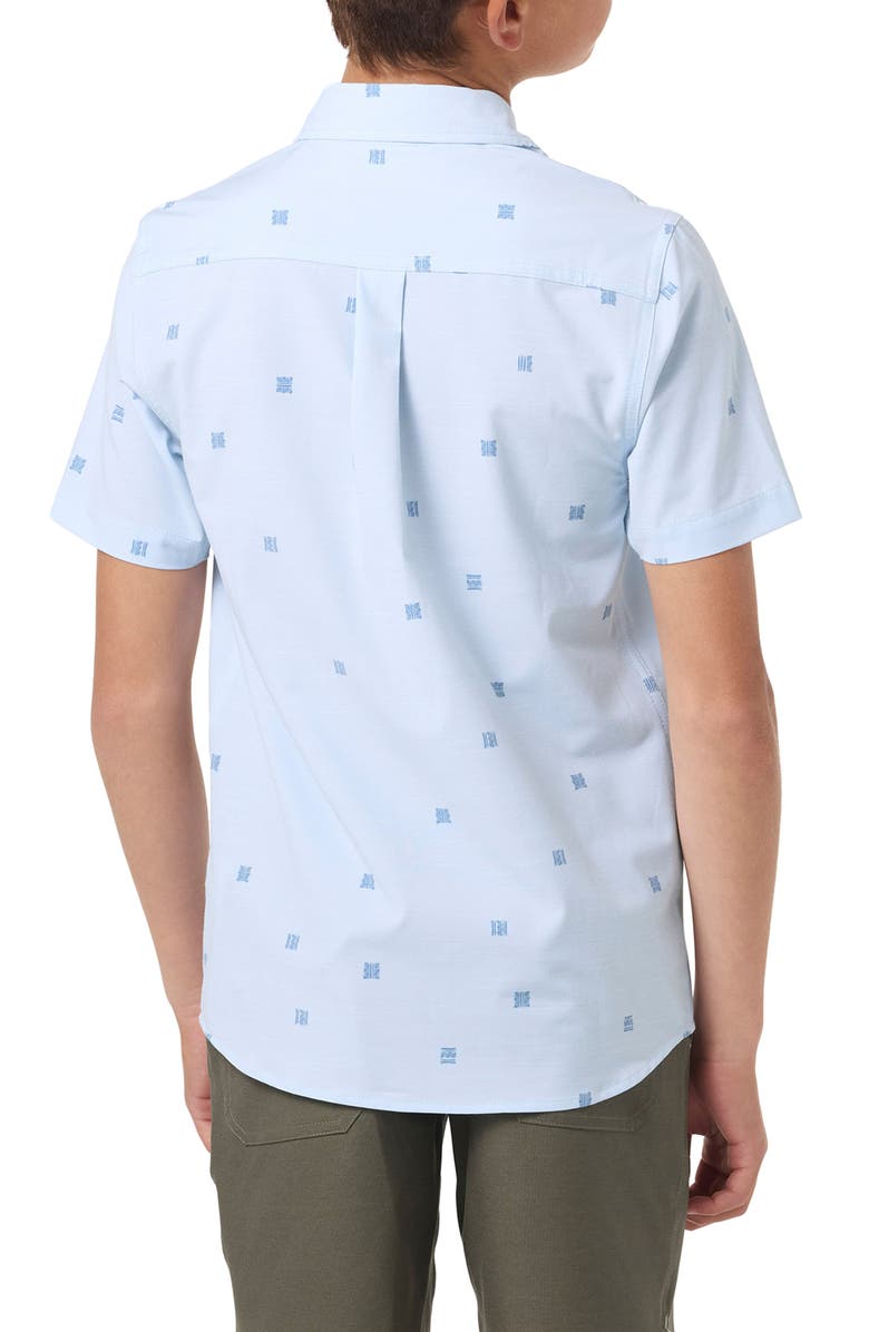 O'Neill Kids' Standard Fit Short Sleeve Performance Button-Up Shirt, Alternate, color, Baby Blue