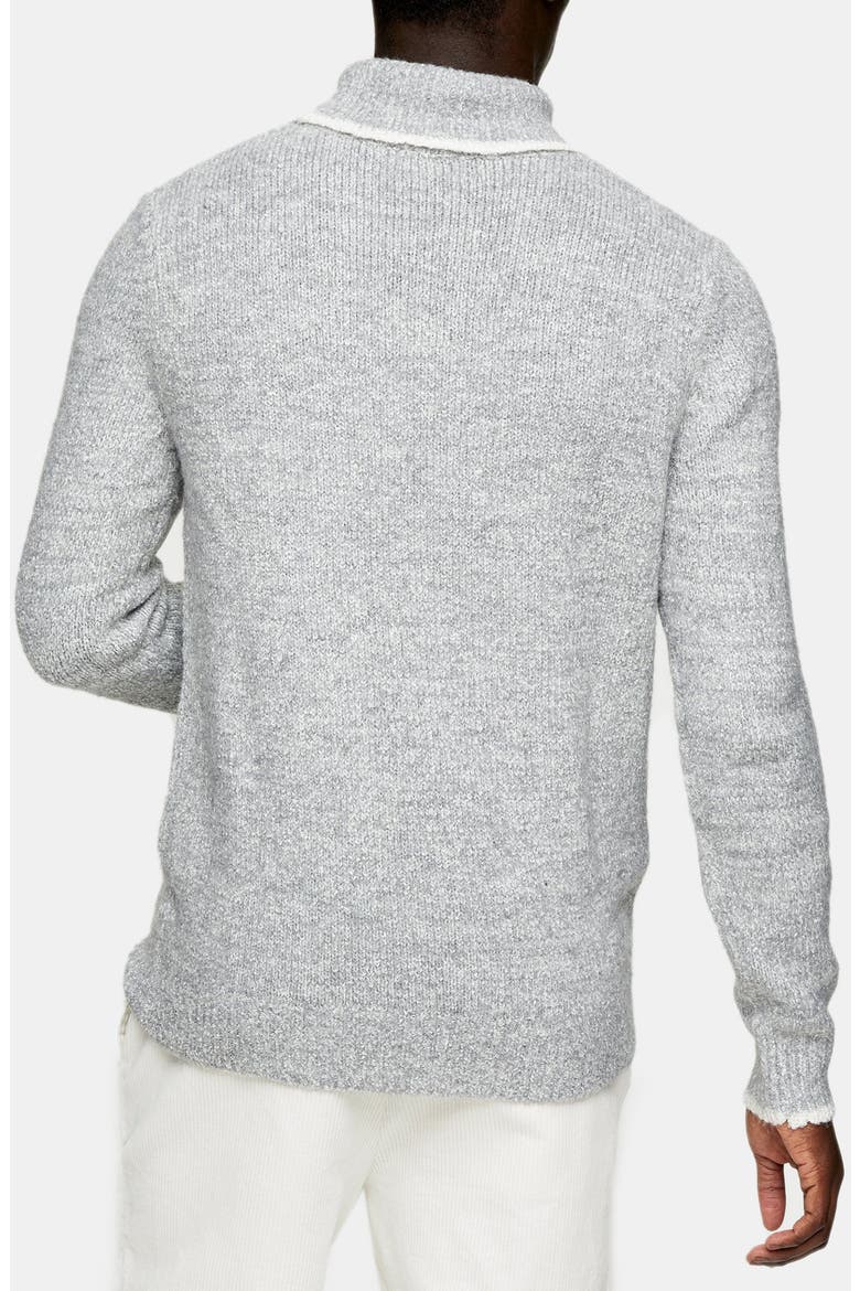 Tipped Roll Neck Sweater, Alternate, color, GREY
