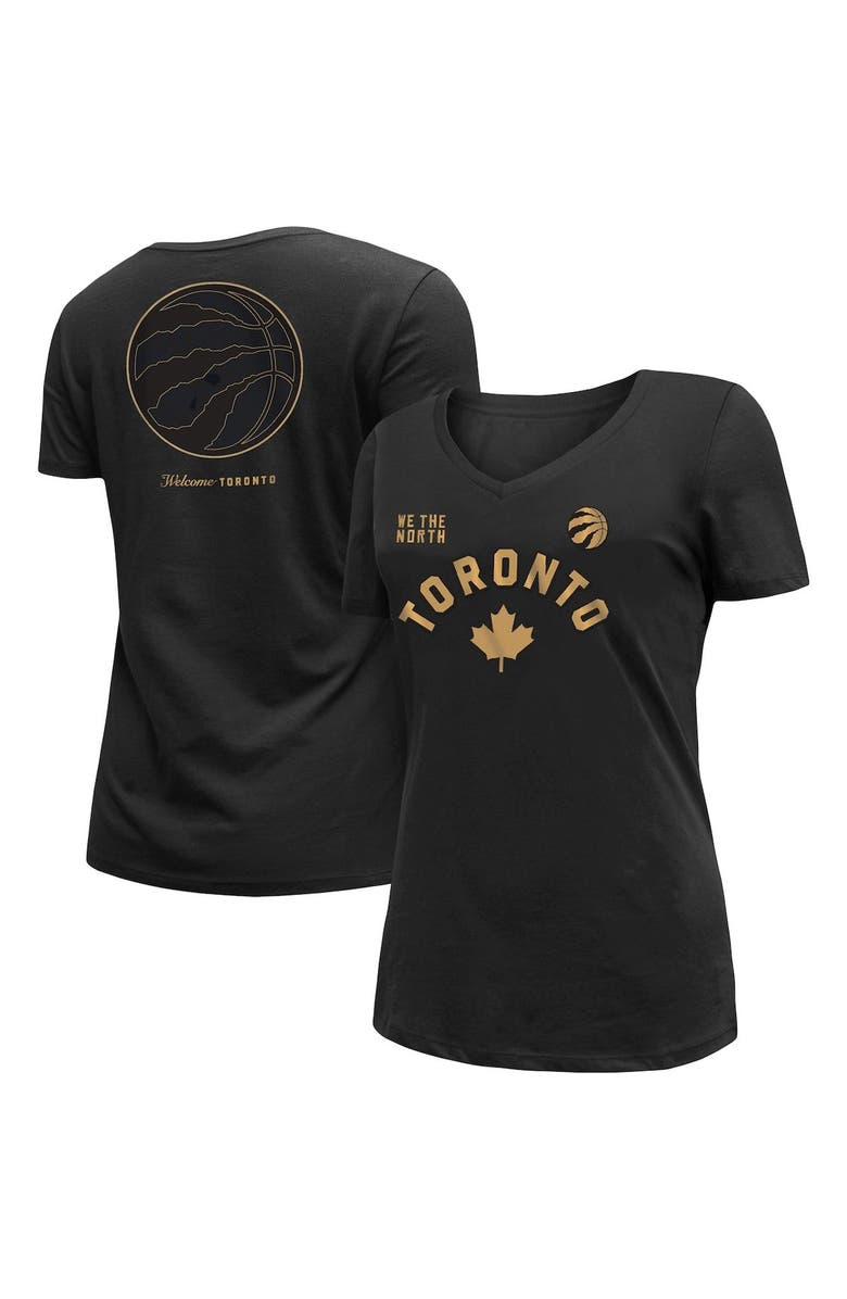 New Era Women's New Era Black Toronto Raptors 2022/23 City Edition V-Neck T-Shirt, Main, color, 