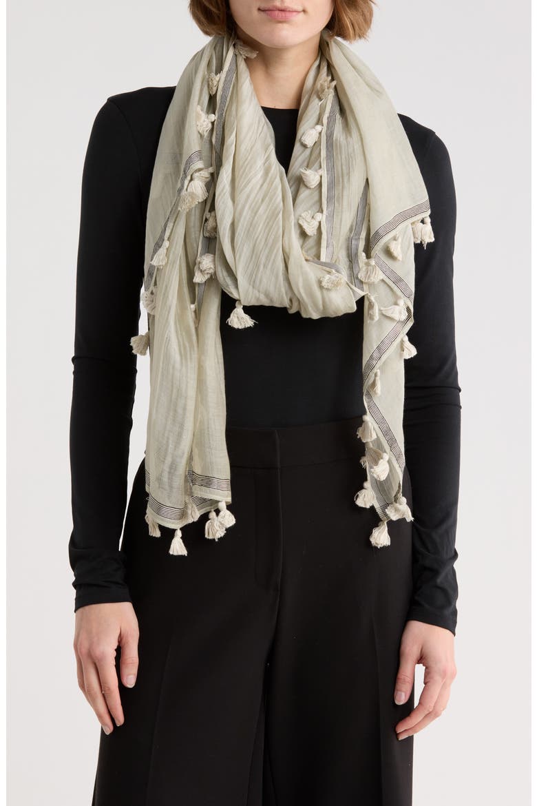 Fringe Trim Ombré Scarf, Main, color, LIGHT GREEN
