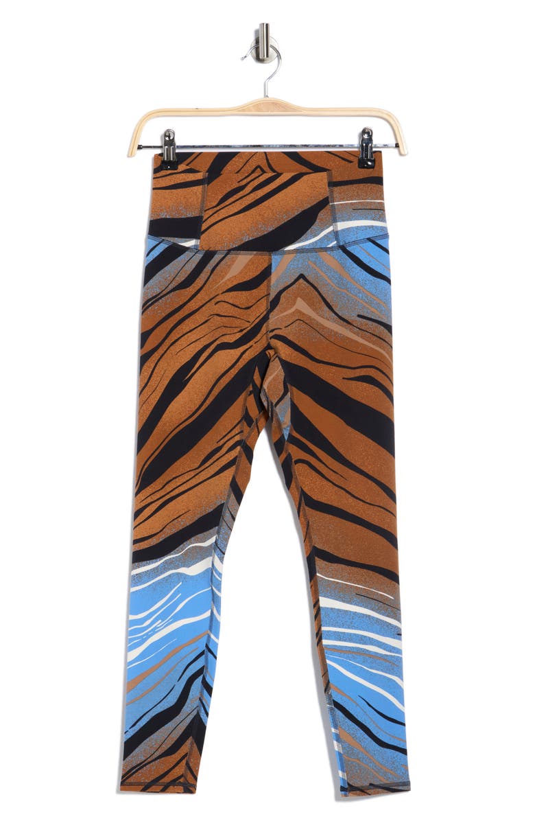 Free People Print Never Better Leggings, Alternate, color, Brown Combo