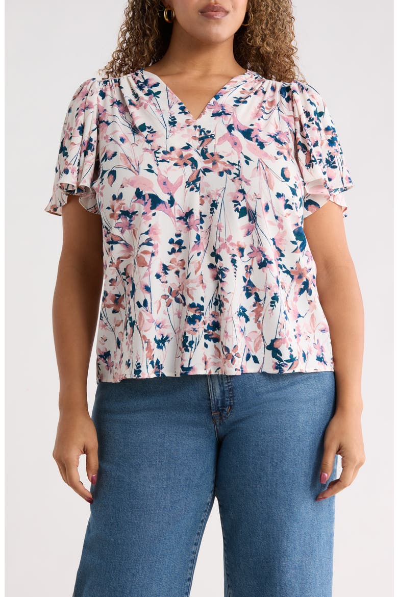 Flutter Sleeve Top, Main, color, PINK
