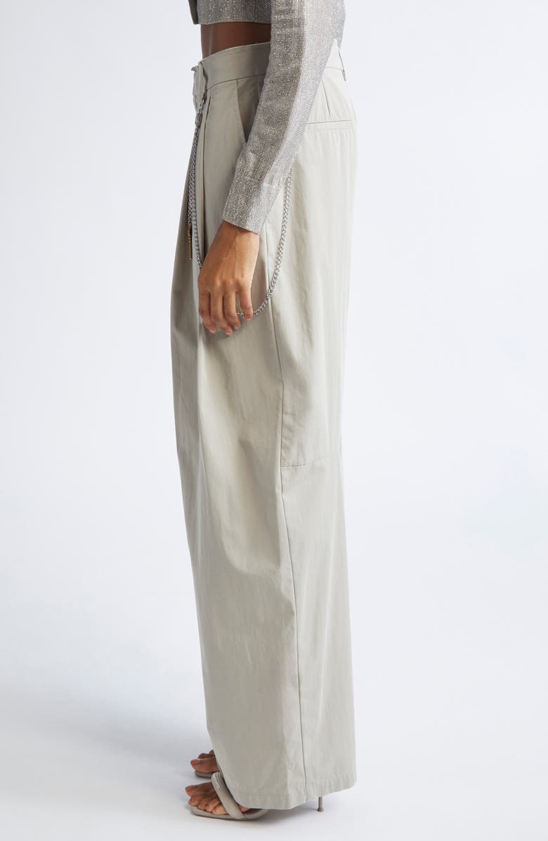 Alexander Wang Pleated Balloon Leg Trousers with Detachable Chain Detail, Alternate, color, Stone