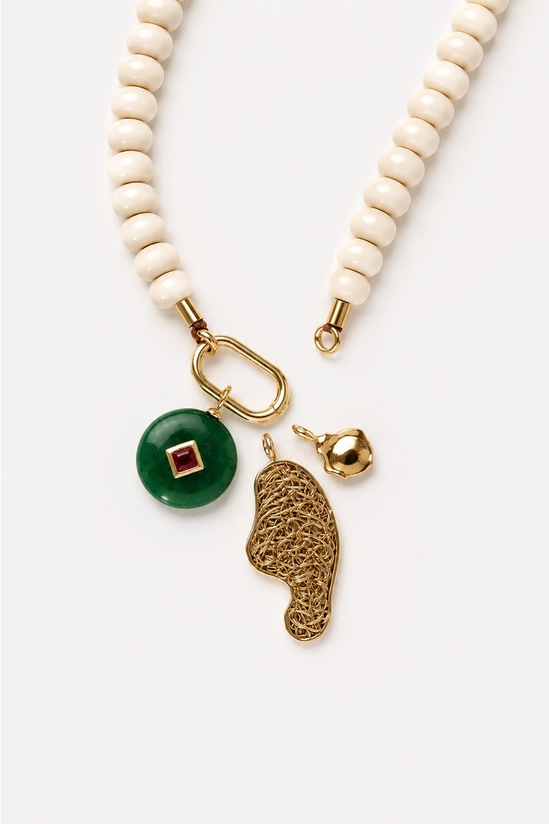 Capri Sculptural Charm Necklace, Alternate, color, Ivory