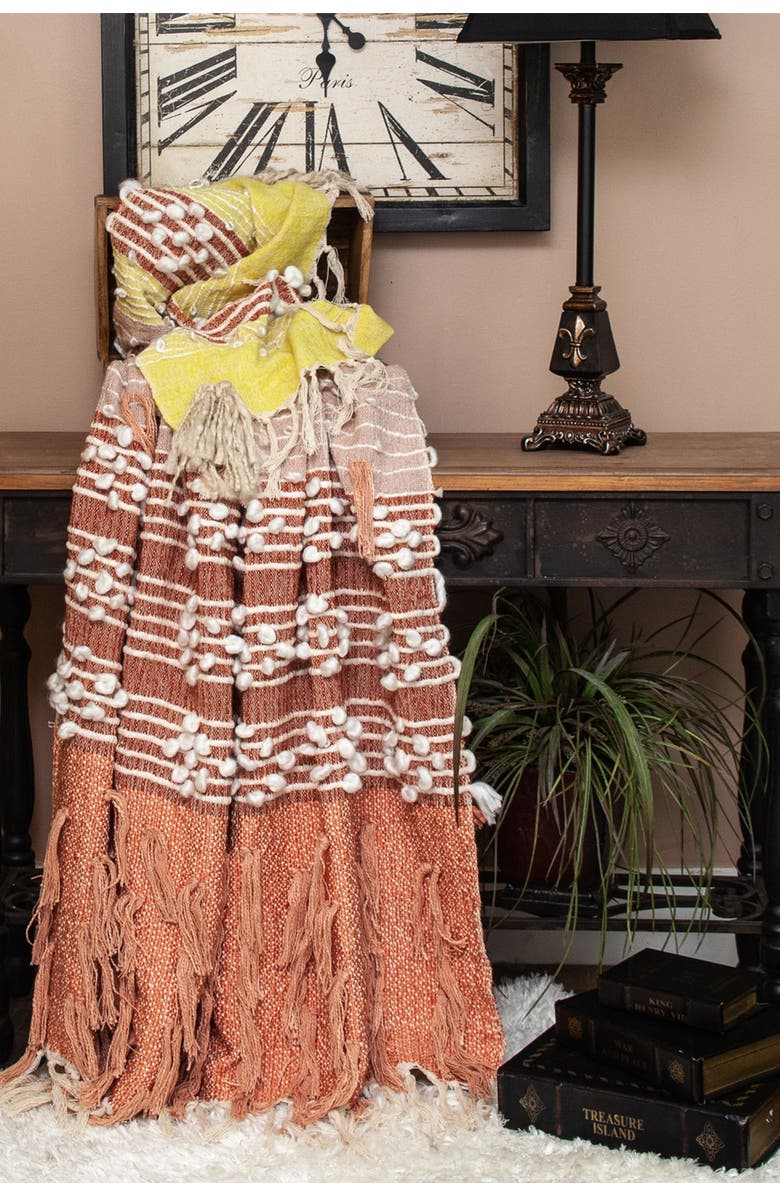 PARKLAND COLLECTION Vanya Eclectic White 52" x 67" Woven Handloom Throw, Alternate, color, White