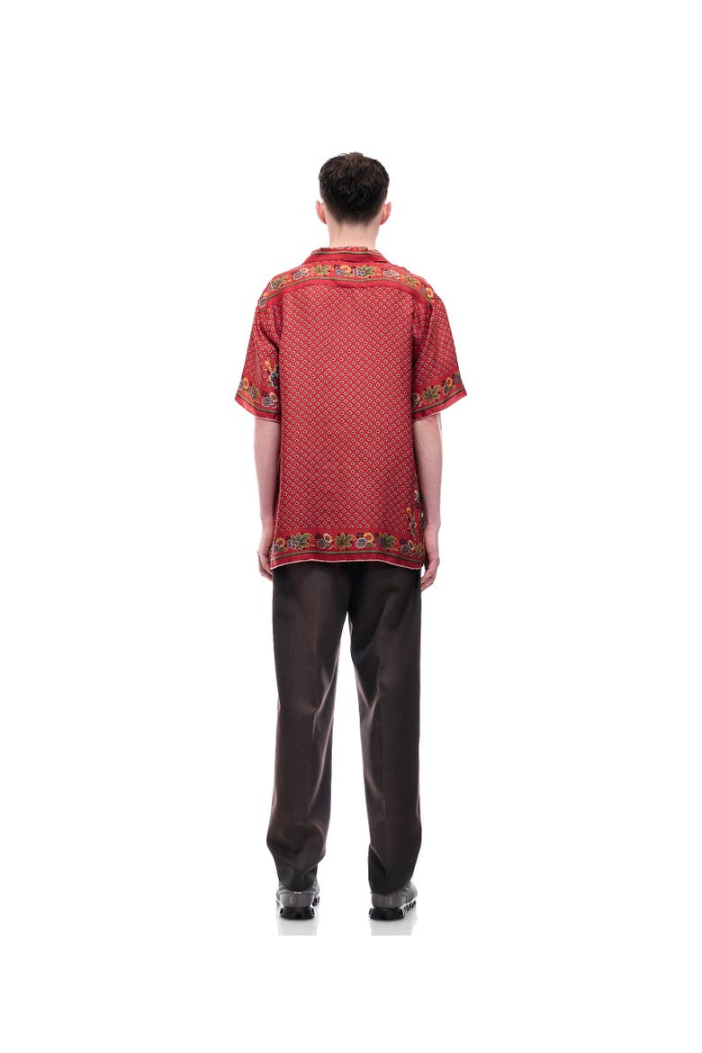 Short Sleeve Silk Scarf Shirt, Alternate, color, Red