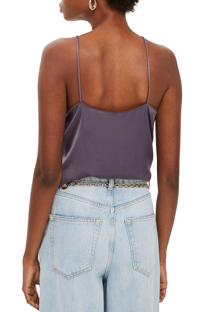 Topshop Satin Button Through Cami Top, Alternate, color, 