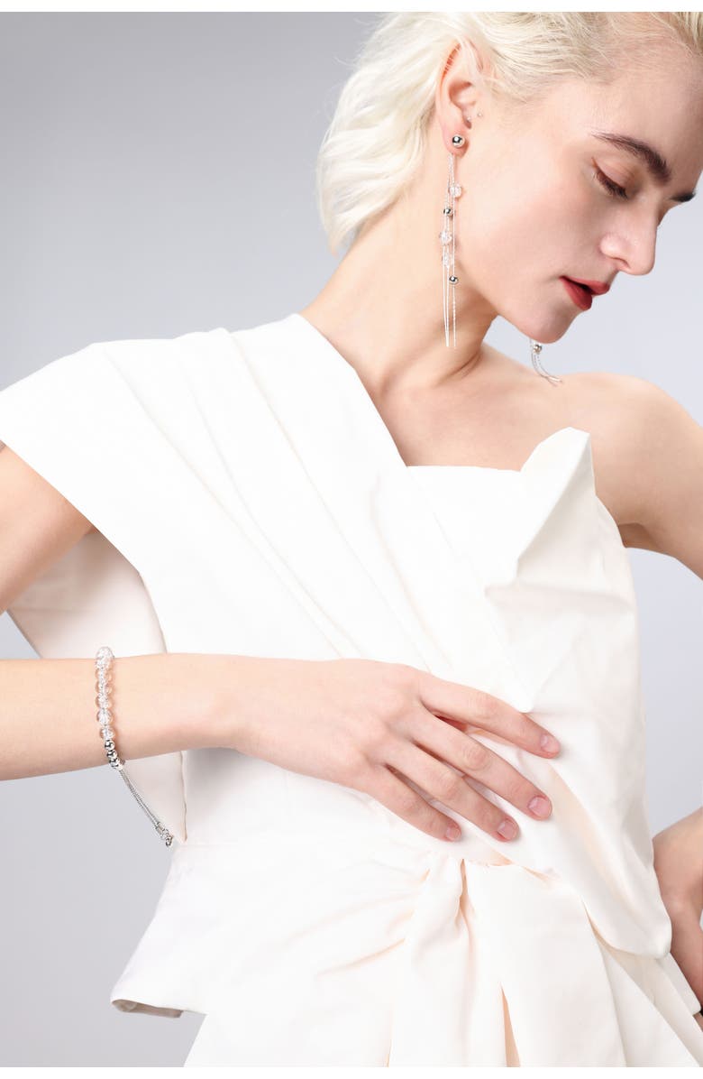 Classicharms FrostLily Azeztulite Crystal and Bead Bolo Bracelet, Alternate, color, Silver