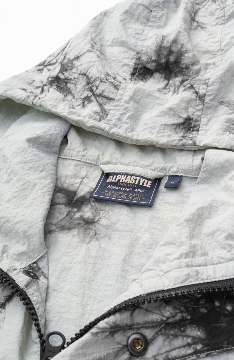 AlphaStyle Owais Tie Dye Hooded Anorak Jacket, Alternate, color, Tie Dye Grey