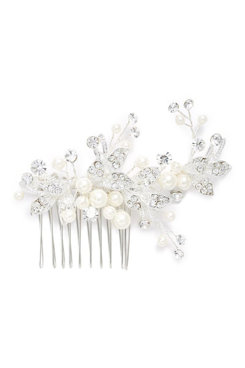 Catherine Jeweled Hair Comb, Main, color, CLASSIC SILVER