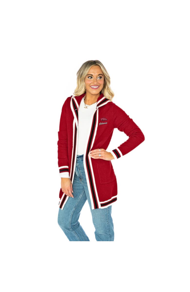 GAMEDAY COUTURE Women's Gameday Couture Crimson Arkansas Razorbacks Tri-Blend Rounded Stripe Cardigan, Main, color,