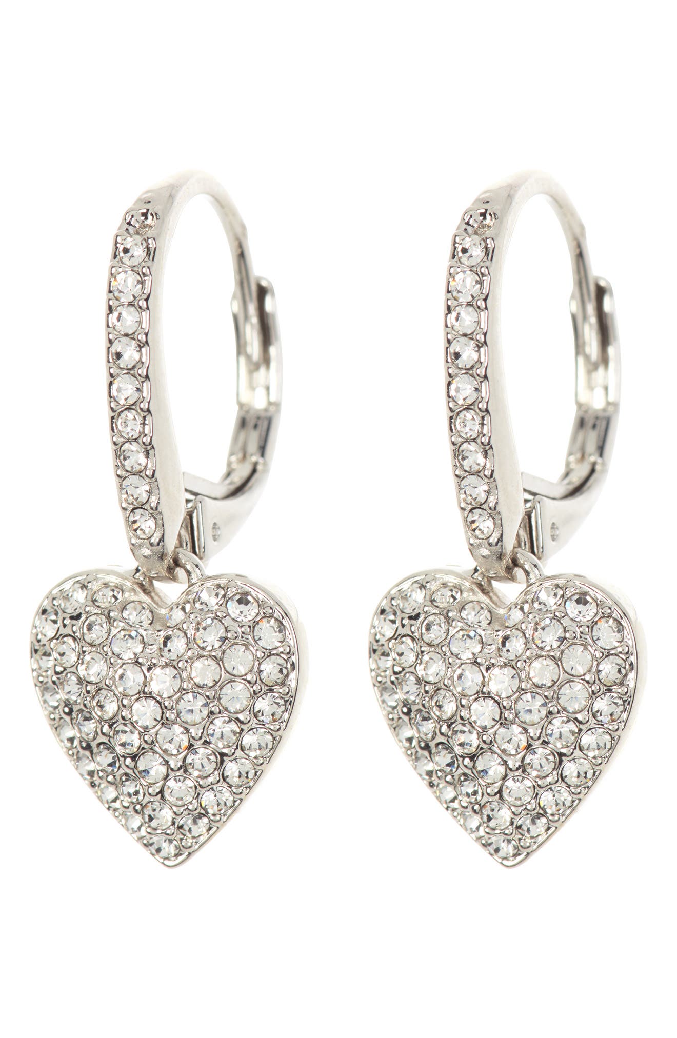 Nadri Pavé CZ Heart Drop Leverback Earrings