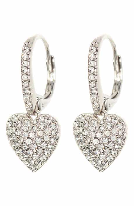 Nadri Pavé CZ Heart Drop Leverback Earrings