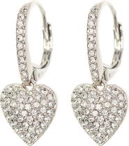 Nadri Pavé CZ Heart Drop Leverback Earrings