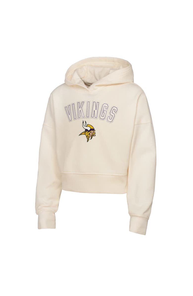 Outerstuff Girls Youth Outerstuff Cream Minnesota Vikings Oversized Cropped Blitz Hoodie, Alternate, color,