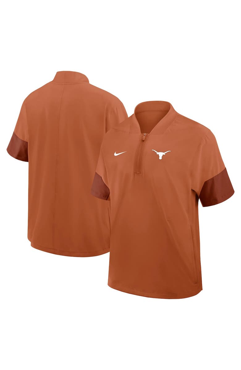 Nike Men's Nike Burnt Orange Texas Longhorns 2025 Sideline Short Sleeve Quarter-Zip Coach Jacket, Alternate, color, Burnt Orange