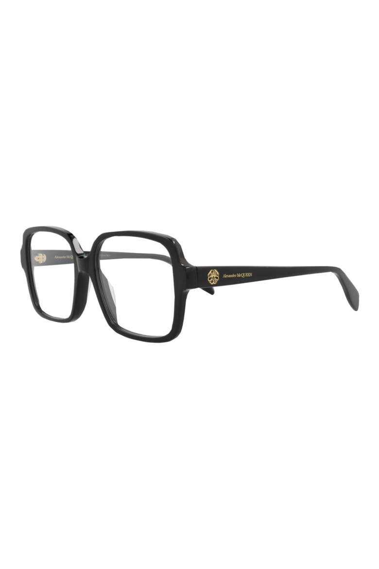 55mm Square Optical Glasses, Alternate, color, BLACK BLACK TRANSPARENT