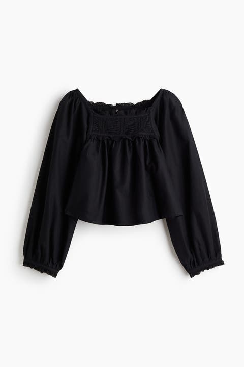 Lace-trimmed Cotton Blouse