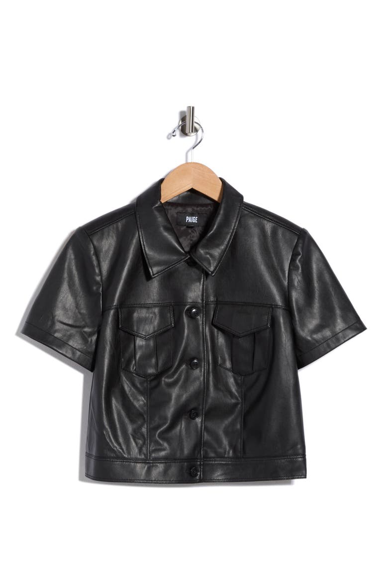 Angelique Leather Top, Main, color, BLACK