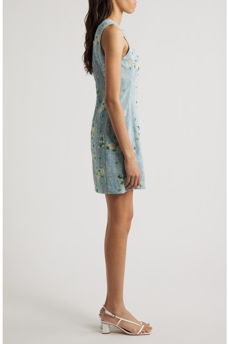Harmony Bead Sleeveless Denim Minidress, Alternate, color, BLUE