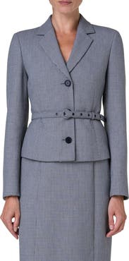 Akris punto Micro Houndstooth Pebble Crepe Belted Jacket
