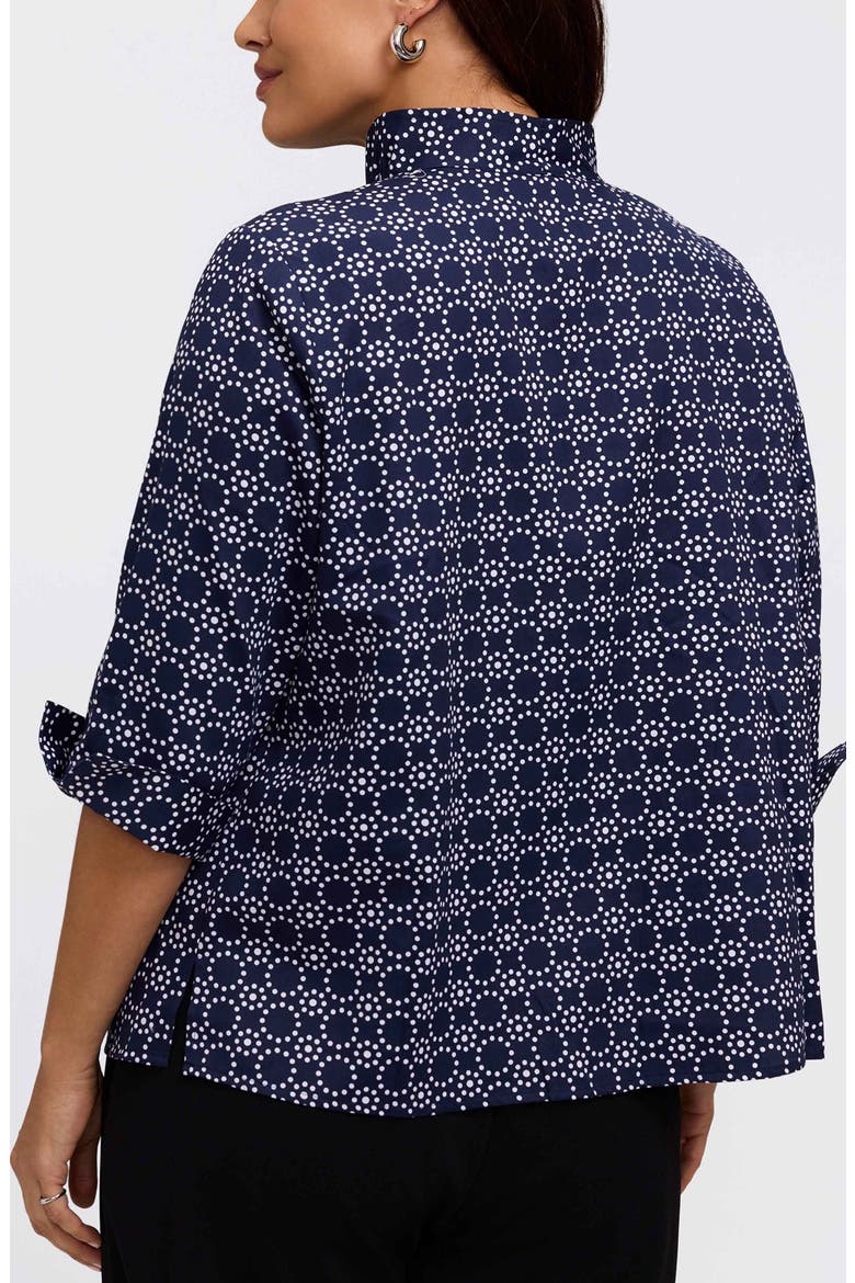 Tammy Cotton Ruffle Collar Top, Alternate, color, NAVY BLUE/ WHITE