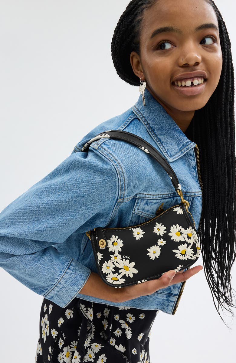 COACH Floral Leather Shoulder Bag, Alternate, color,