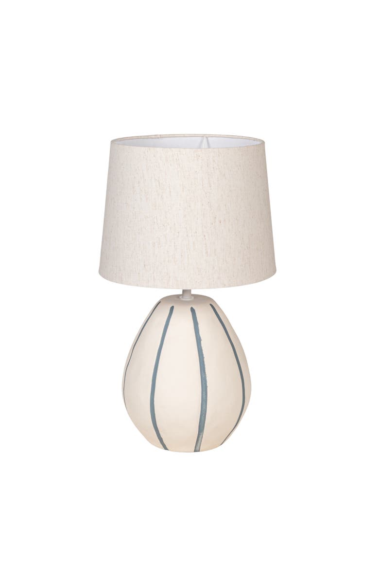 Olive Grove Table Lamp with Hand-Painted Stripes and Shade, Main, color, White