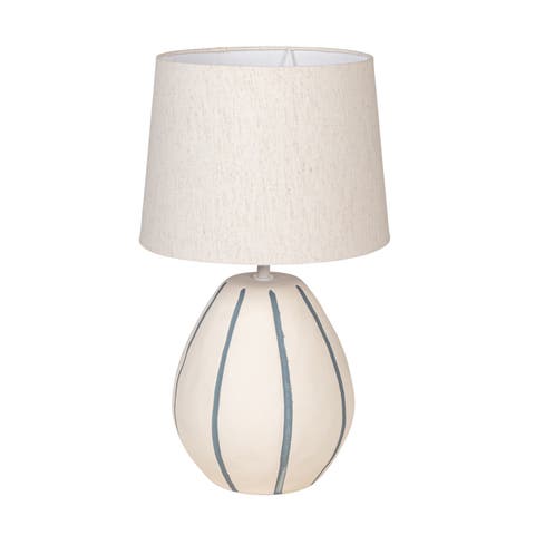 Table Lamp with Hand-Painted Stripes and Shade