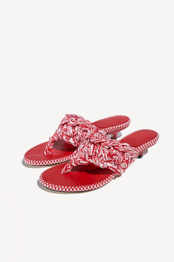 Amambaih Leandra Thong Mules, Alternate, color, Ivory Red