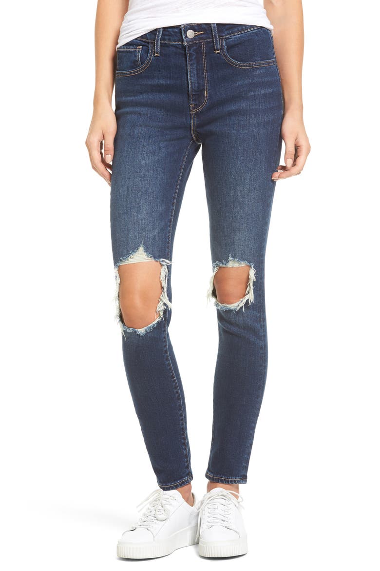 Levi's® 721 Ripped High Waist Skinny Jeans, Main, color, ROUGH DAY